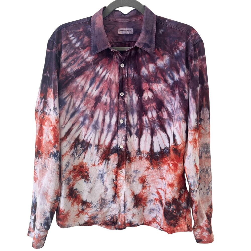 Dries Van Noten Men's Tie-Dye Button Down Long Sleeve Shirt Size IT 54 US L